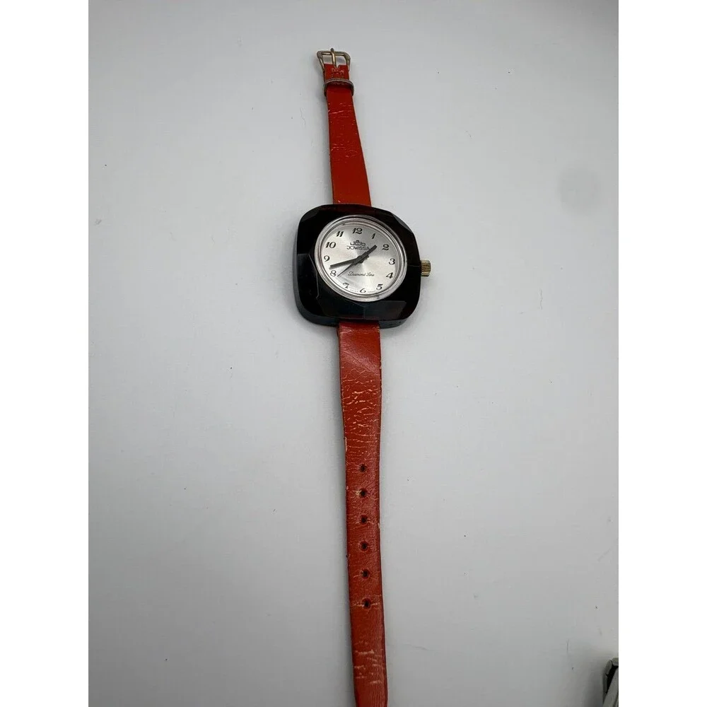 Vintage Swiss Jowissa Diamond Line Tortoiseshell manual wind Watch running
